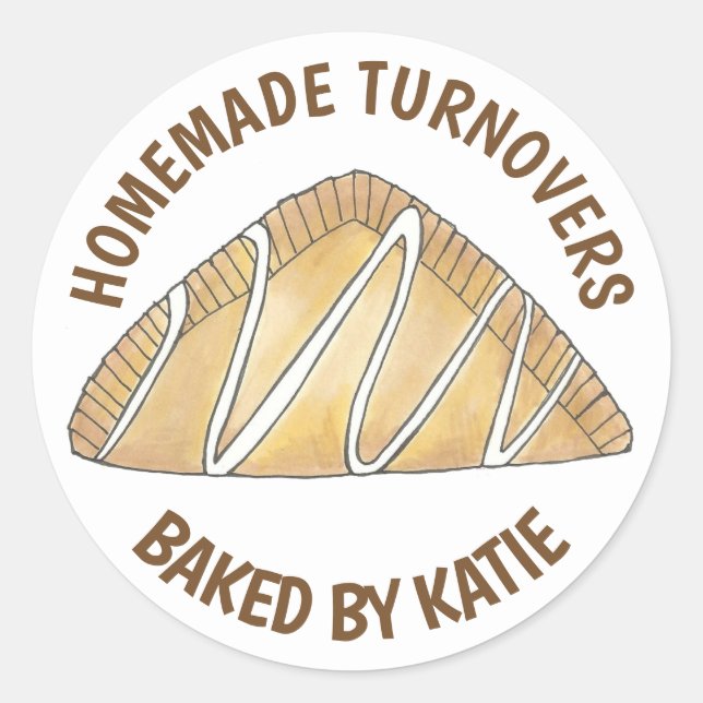 Apfelkuchen Fruchtumsatzgebäck, gebacken von Runder Aufkleber (Vorderseite)