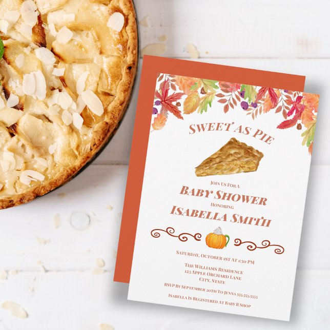 Apfelkuchen Herbst Babydusche Einladung (A sweet apple pie and pumpkin spice latte for a Baby Shower invitation!)