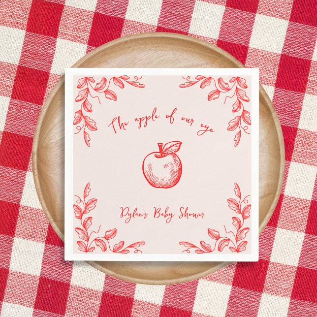 Apfelkuchen mit Handgezogener Fall Baby-Dusche Serviette (Apple Of Our Eye Hand Drawn Fall Baby Shower Napkins)