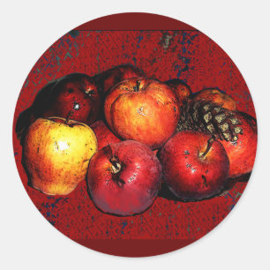 Äpfelkuchen - Rot Runder Aufkleber