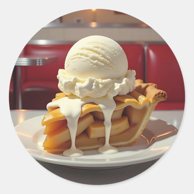 Apfelkuchen und Vanilla Ice Runder Aufkleber (Vorderseite)