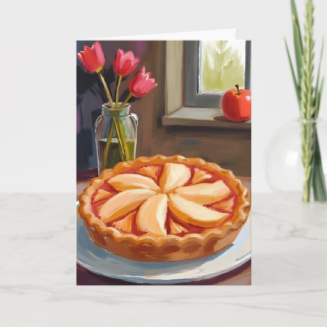 Apfelkuchen Wasserfarben Thanksgiving Karte (Vorderseite)