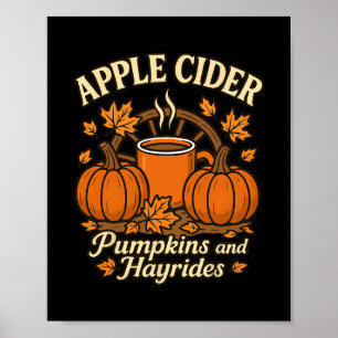 Apfelmost-Kürbisse und Hayrides Süßer Herbst Danke Poster