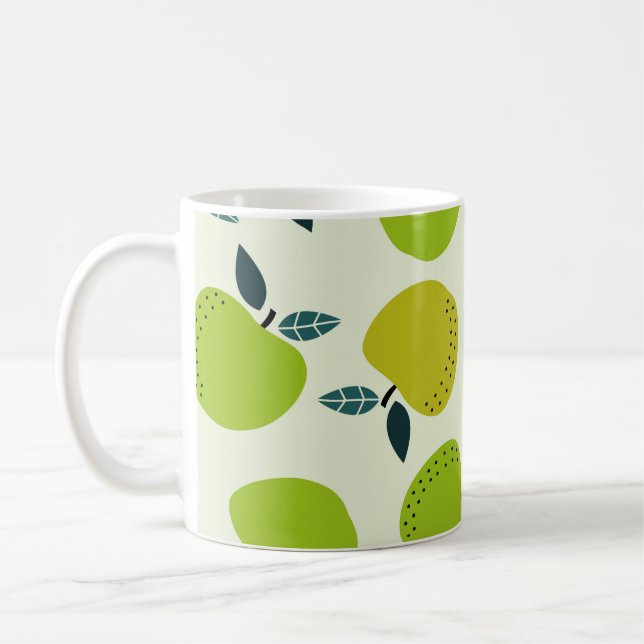 Apfelmuster nahtlos. Abbildung zum Thema Obst.a Kaffeetasse (Links)