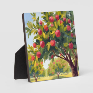 Apfelplantage Herbst Wasserfarben Kunst Fotoplatte