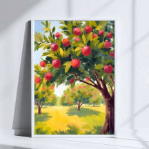 Apfelplantage Herbst Wasserfarben Kunst