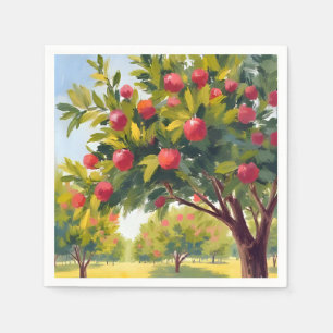 Apfelplantage Herbst Wasserfarben Kunst Serviette