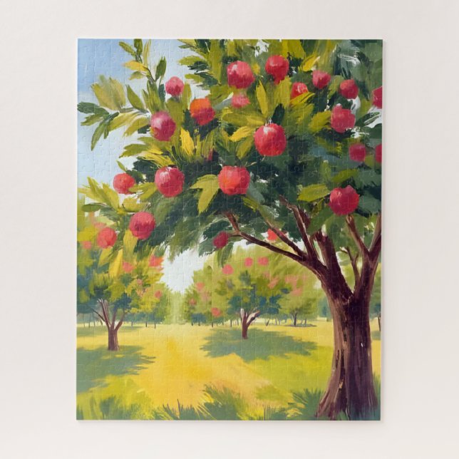Apfelplantage Herbst Wasserfarben Puzzle (Vertikal)