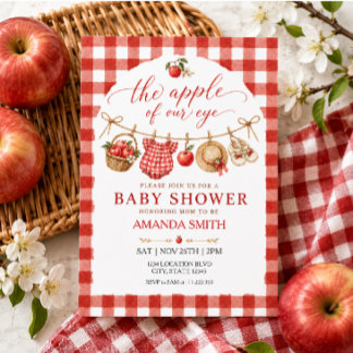 Apfelplantage Rot Gingham Babyparty Einladung
