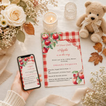 Apfelrotes Gingham-Mädchen Baby Shower