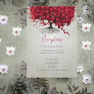Apfelrotes Herzblatt Schwarze Baumhochzeit RSVP Karte