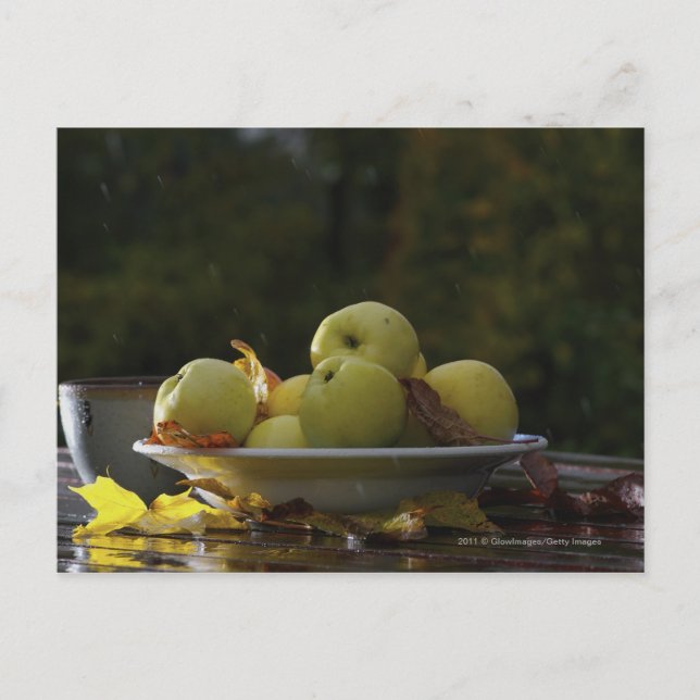 Äpfelschale und Blätter Postkarte (Vorderseite)