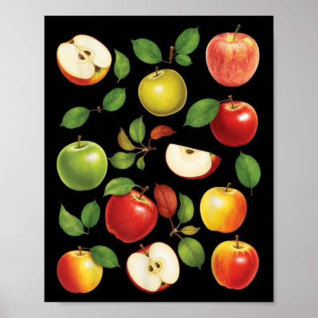 Apfelsorten Verschiedene Arten Apfelpflücker Apfel Poster (Vorne)