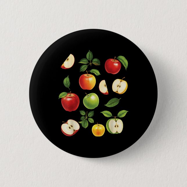 Apfelsorten Verschiedene Arten Apfelpflücker Ernte Button (Vorderseite)