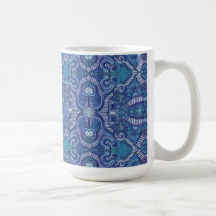 Apfelstreifen-Bohemian-Boho-Arabeskenmuster Blau Kaffeetasse