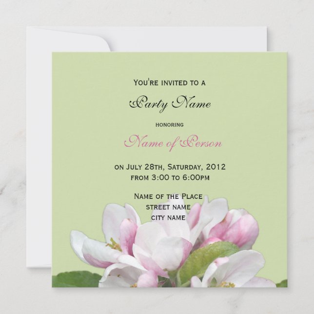 Apfelwein Blume Party Einladung (Vorderseite)