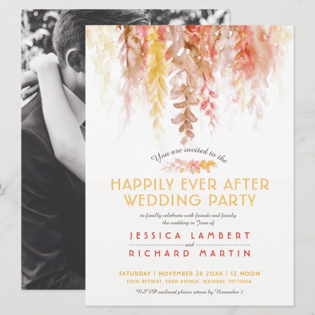 Apfelwein, Orangenbraun nach Hochzeitsfeier Einladung (Vorne/Hinten)