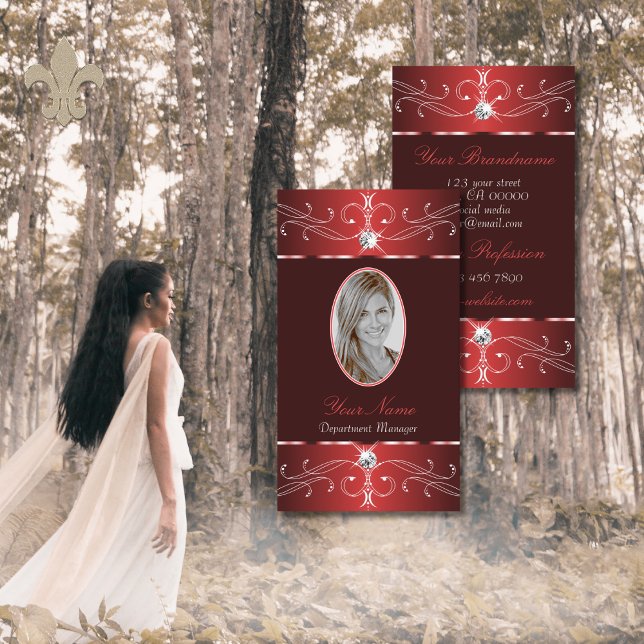 Apfelwein Roter Burgund Verziertes Ornament mit Fo Visitenkarte (Von Creator hochgeladen)