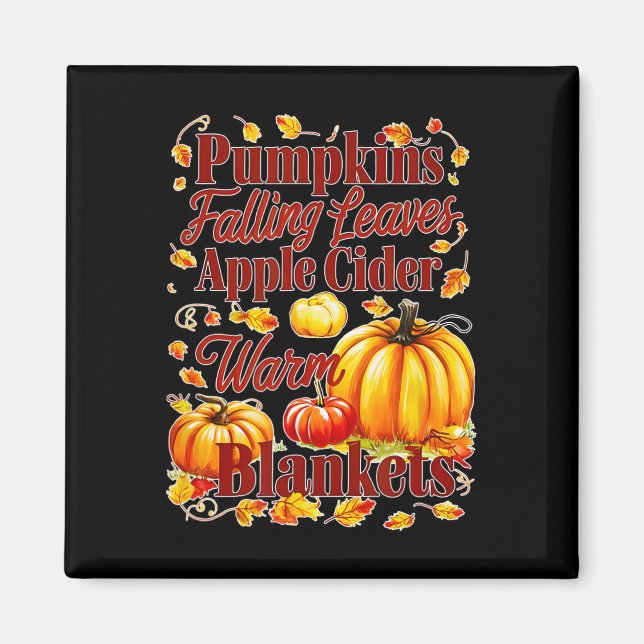 Apfelwein Warme Decken Blätter fallen Halloween Fu Magnet (Vorne)