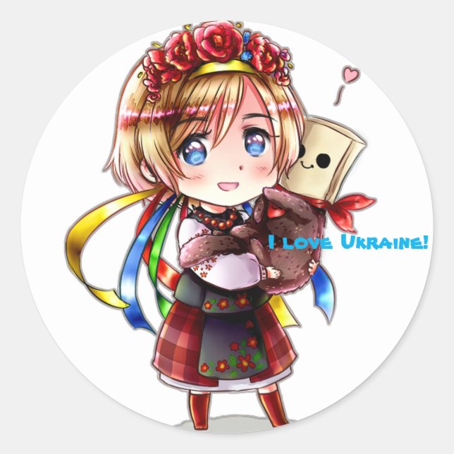 APH chibi Ukraine mit turcat Runder Aufkleber (Vorderseite)