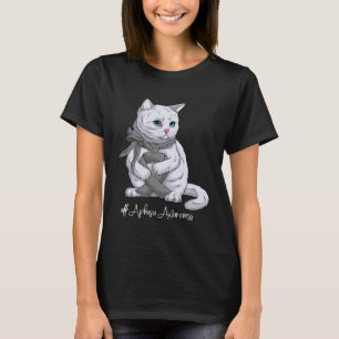 Aphasia Awareness Month Gray Ribbon Cat T-Shirt