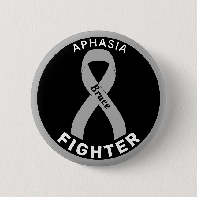Aphasia Fighter Ribbon Black Button (Vorderseite)