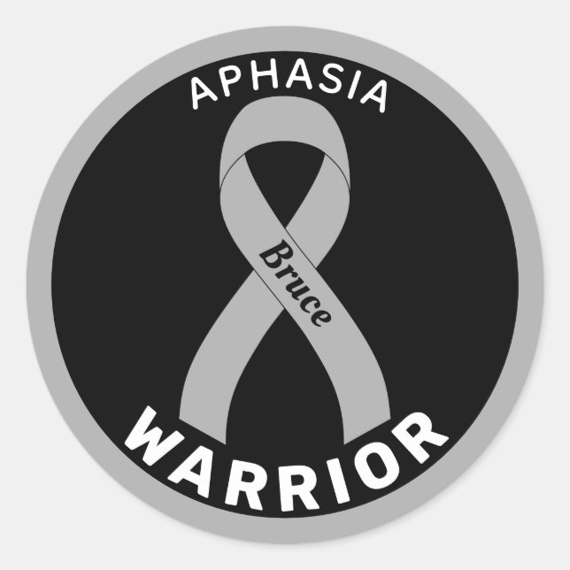 Aphasia Warrior Ribbon Black Round Sticker (Vorderseite)