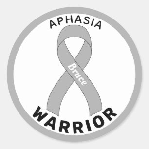 Aphasia Warrior Ribbon White Round Sticker