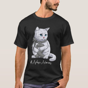Aphasie-Bewusstseinsmonat Graues Band Katze T-Shirt