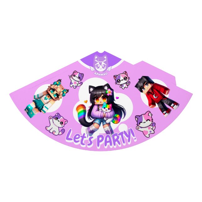 Aphmau Style, Geburtstagskarte, Niedlicher Gamer,  Partyhütchen (Vorderseite)