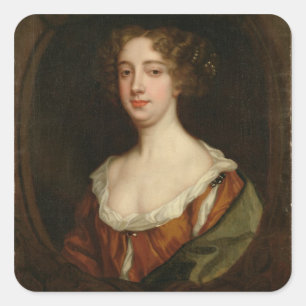 Aphra Behn (1640-89) (Öl auf Leinwand) Quadratischer Aufkleber
