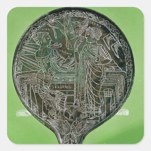 Aphrodite überredet Helen, Paris zu folgen Quadratischer Aufkleber (Vorderseite)