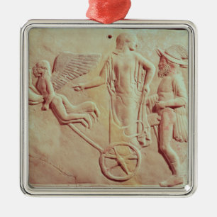 Aphrodite und Hermes, die auf einen Chariot fahren Silbernes Ornament