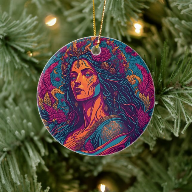 Aphrodites Embrace: Göttin der Liebe Keramik Ornament (Baum)