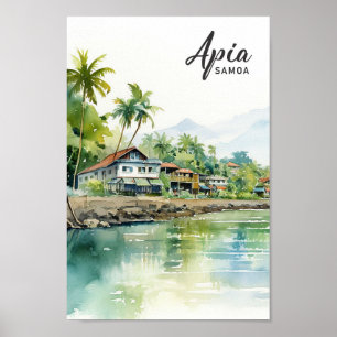Apia Samoa Wasserfarbenmalerei Reisen Poster