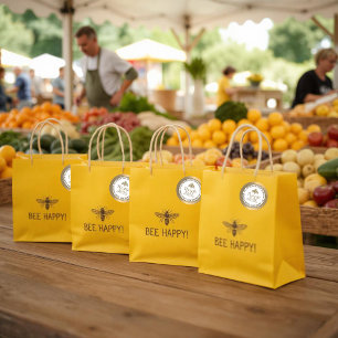 APIARY 3D GOLD HONEY BEE LOGO BUSINESS DANKE RUNDER AUFKLEBER