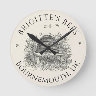 Apiary Business Beekeeper Clock (Ivory Skep) Runde Wanduhr