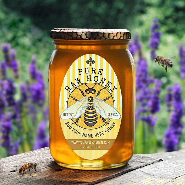 Apiary Honey Jar Labels | Honigbiene Honeycomb Bee Ovaler Aufkleber (Von Creator hochgeladen)