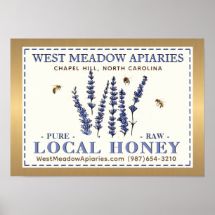 Apiary Name Farmer's Market Gold Local Honey Poster
