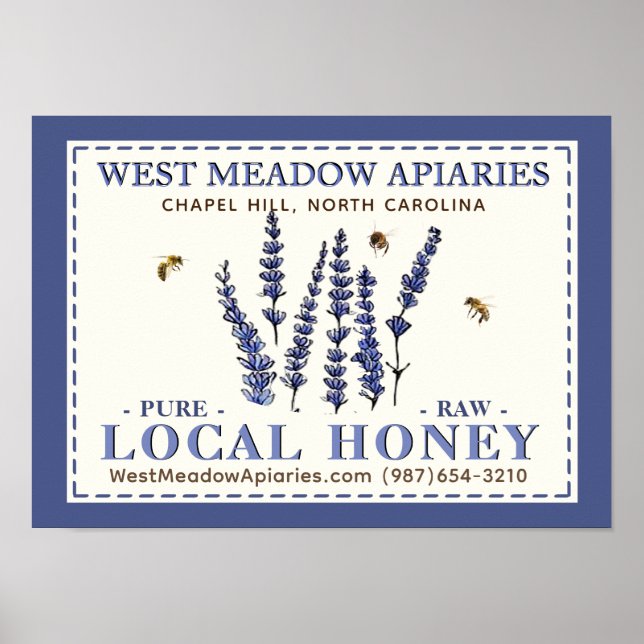 Apiary Name Farmer's Market Local Honey Poster (Vorne)
