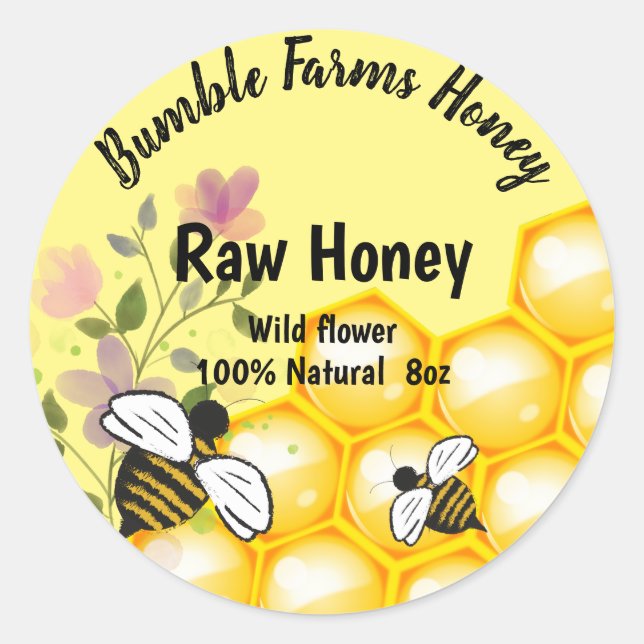 Apiary RAW HONEY Custom Label Runder Aufkleber (Vorderseite)