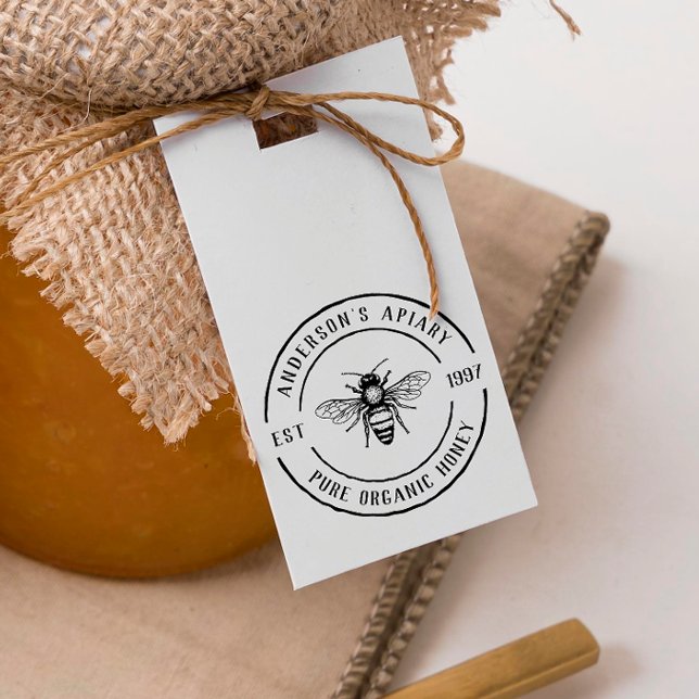 Apiary Rustic Round Honey Briefmarke Permastempel (Rubber Stamp Mock-up)