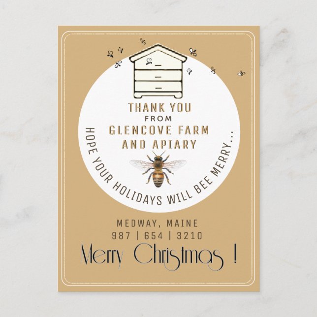 Apiary Vielen Dank Weihnachts-Weihnachtskarte Hive Postkarte (Vorderseite)