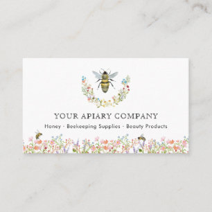 Apiary Watercolor Floral Bee Visitenkarte