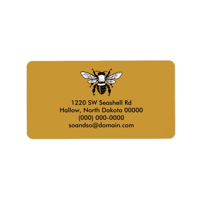 Apis Mellifera Honeybee Adressenlabel Black Adressaufkleber (Vorne)