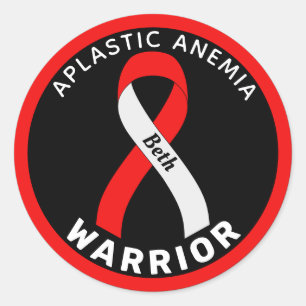 Aplastic Anämia Warrior Ribbon Black Round Sticker
