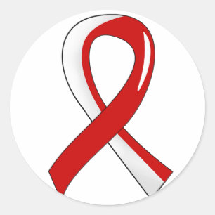 Aplastic Anemia Red White Ribbon 3 Runder Aufkleber