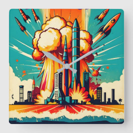 Apocalyptic Blast Quadratische Wanduhr