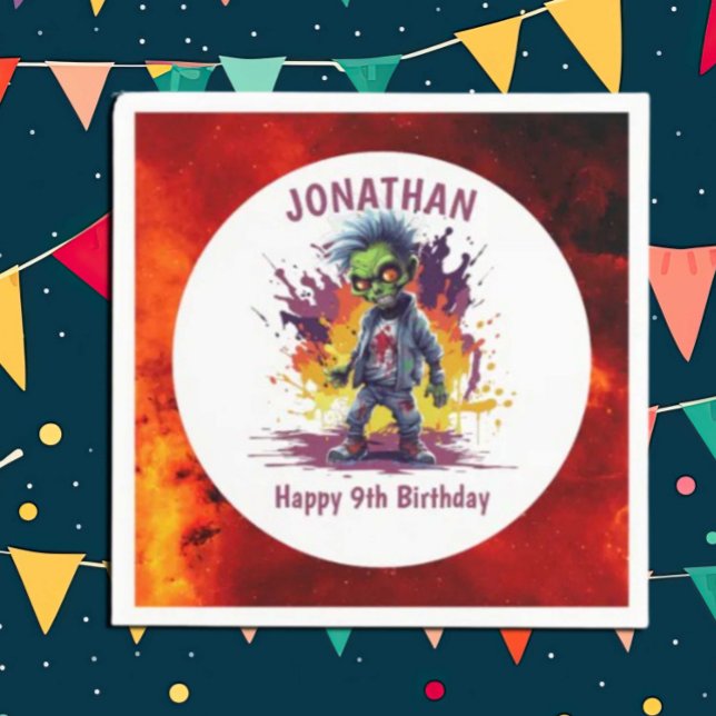 Apokalypse Birthday Zombie Boy Serviette (Zombie Walkers,  Your birthday party won't be complete without an array of gruesome zombie props! )