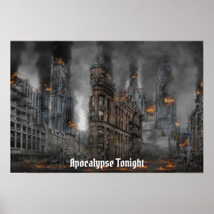 Apokalypse heute Abend brennende Stadt Poster